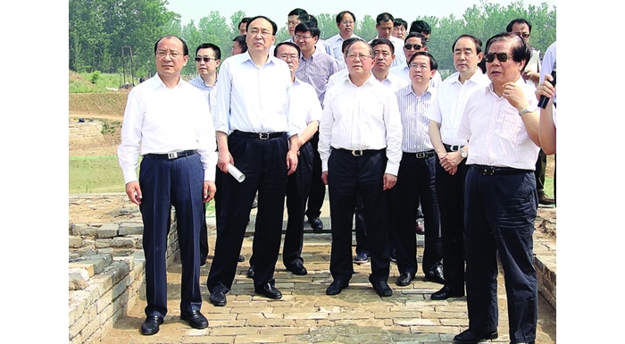 國家文化部部長蔡武、國家文物局局長勵小捷視察汶上縣南旺樞紐遺址保護(hù)和申遺工作